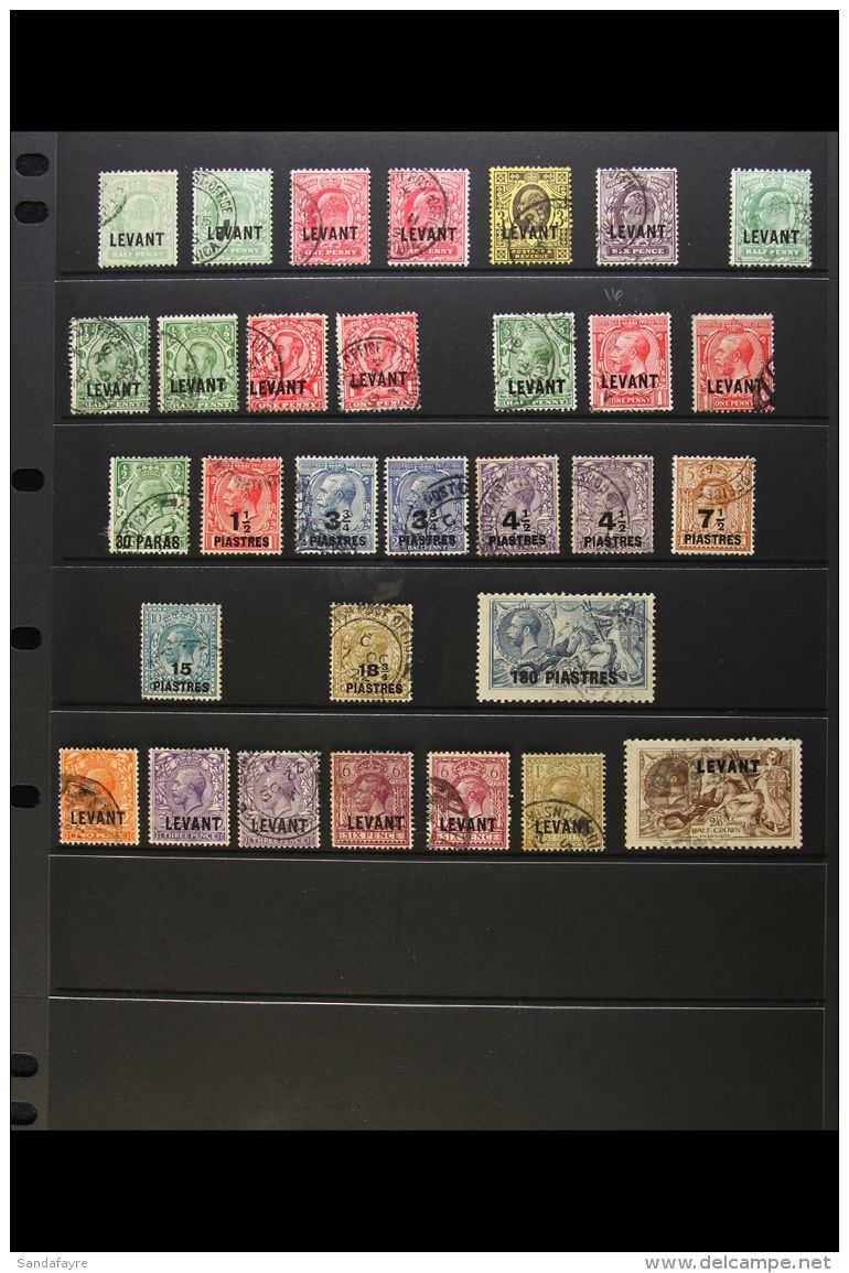 1905-21 USED SELECTION On A Stock Page. Includes British Currency KEVII 1905 Range To 6d, KGV With (Turkish... - Britisch-Levant