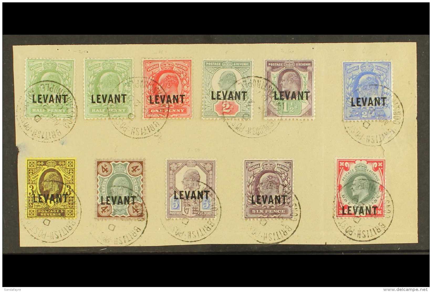 1905 - 1912 Ed VII Set To 1s, SG L1/10, All Mounted On Neat Backing Sheet And Tied By Neat Central British Post... - Levante Británica