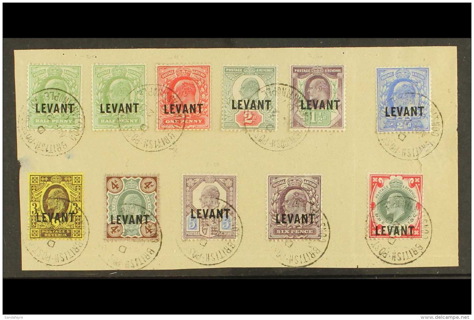 1905 - 1912 Ed VII Set To 1s, SG L1/10, All Mounted On Neat Backing Sheet And Tied By Neat Central British Post... - Levant Britannique