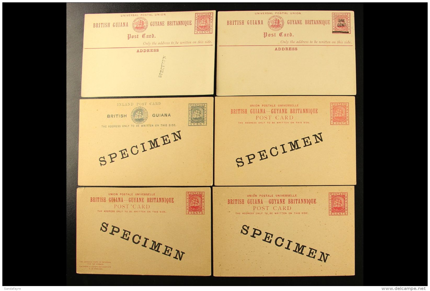 POSTAL STATIONERY WITH "SPECIMEN" OVERPRINTS 1879-1905 All Different Unused Collection With 1879 3c Card With... - Guayana Británica (...-1966)