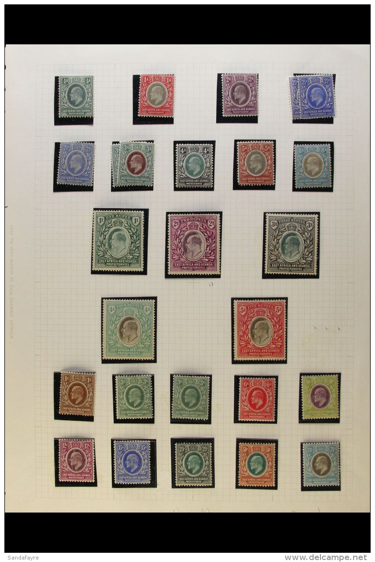 1904-08 MINT COLLECTION Presented In Mounts On An Old Album Page. Includes 1904-07 Set To 5r &amp; 1907-08... - East Africa & Uganda Protectorates