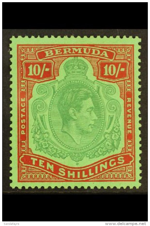 1938-53 10s Bluish Green &amp; Deep Red/green, SG 119a, Well Centered Fine Mint. For More Images, Please Visit... - Bermudas