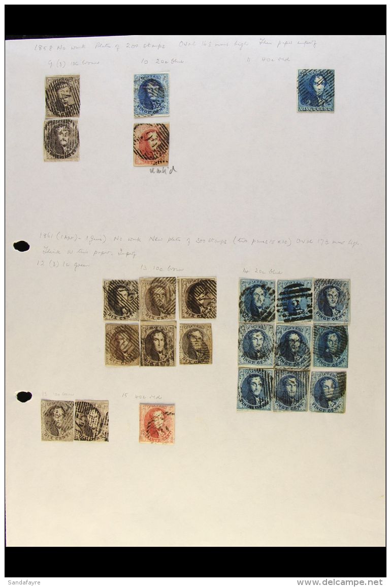 1849-1939 MOSTLY USED COLLECTION On Leaves, Inc 1849 10c (4 Margins), 1851-54 To 40c, 1858-61 To 40c, 1863-65 To... - Other & Unclassified