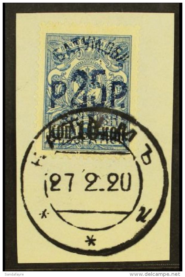 1920 25r On 10 On 7k With Blue Surcharge, SG 31a, Used Tied To Piece By Batum 27/2/20 Cds. For More Images, Please... - Batum (1919-1920)