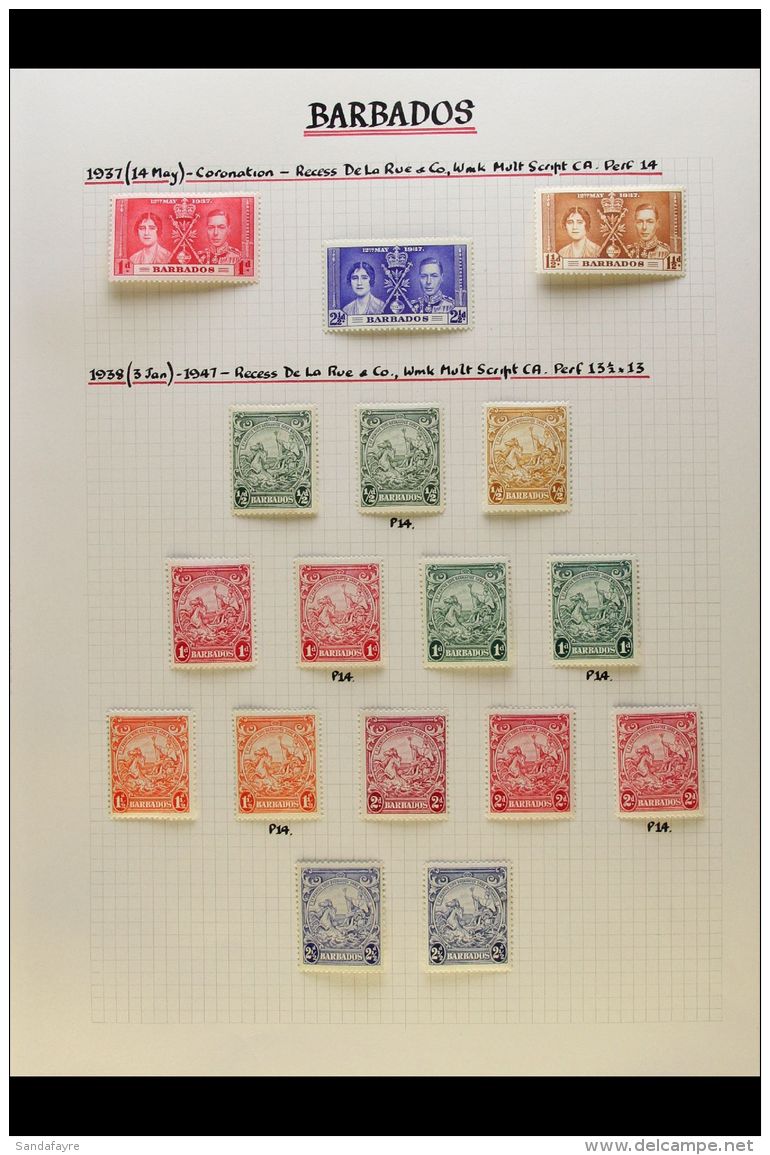 1937-52 COMPLETE MINT COLLECTION A Complete "Basic" Collection From Coronation To The Stamp Centenary, SG 245/288,... - Barbados (...-1966)