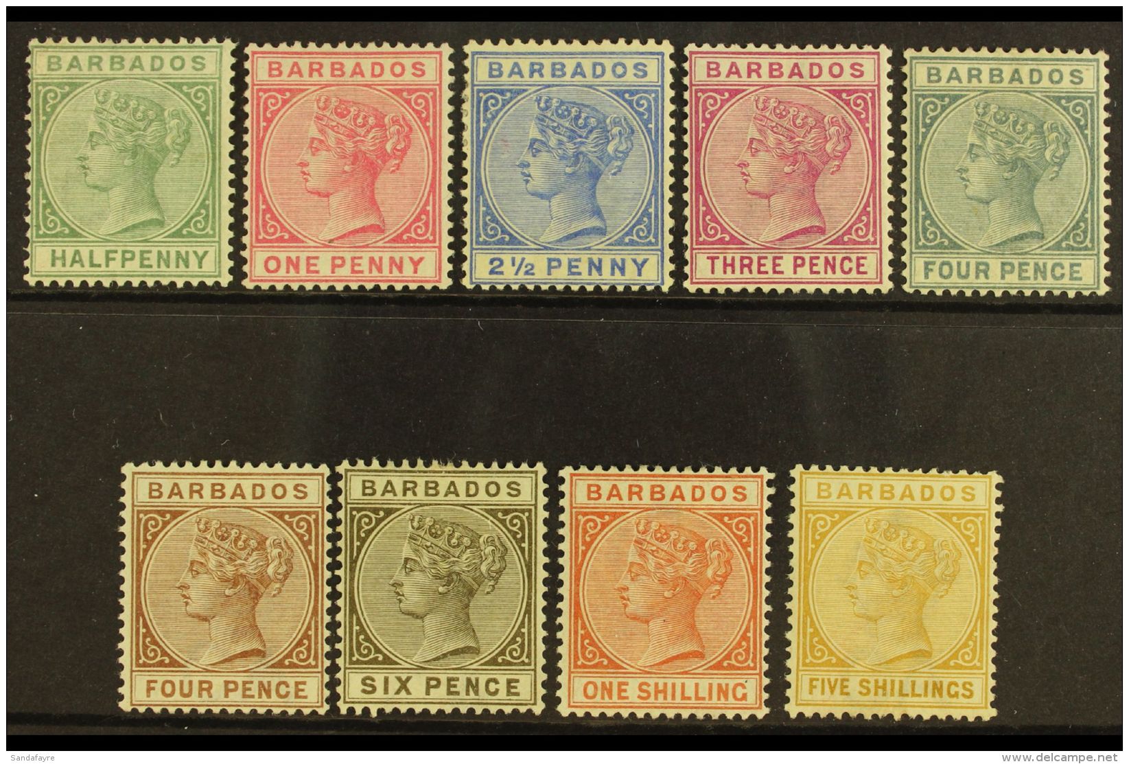 1882-86 Victoria "Portrait" Set, SG 89/103, Fine Mint (9 Stamps) For More Images, Please Visit... - Barbades (...-1966)
