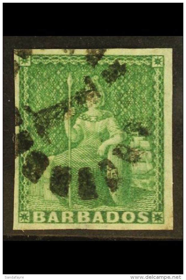 1855-58 (&frac12;d) Green, SG 8, Fine Used With 4 Margins. For More Images, Please Visit... - Barbades (...-1966)