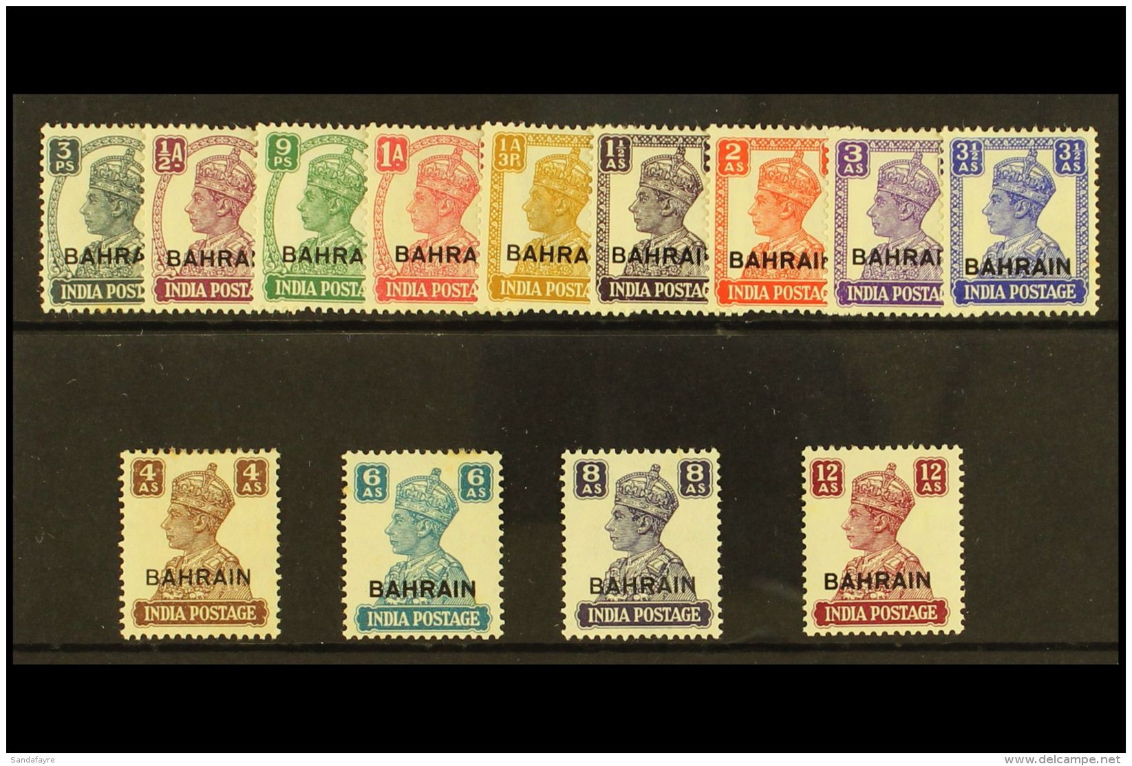 1942 Geo VI Set On White Paper. SG 38/50, Odd Gum Fault Otherwise Very Fine Mint. (13 Stamps) For More Images,... - Bahrein (...-1965)