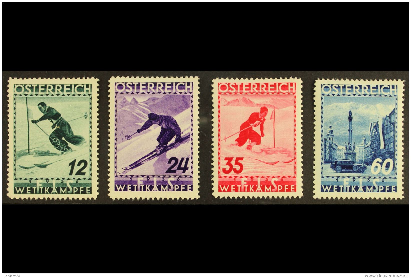 1936 International Ski Championship Fund Complete Set (Michel 623/26, SG 788/91), Fine Never Hinged Mint, Very... - Otros & Sin Clasificación