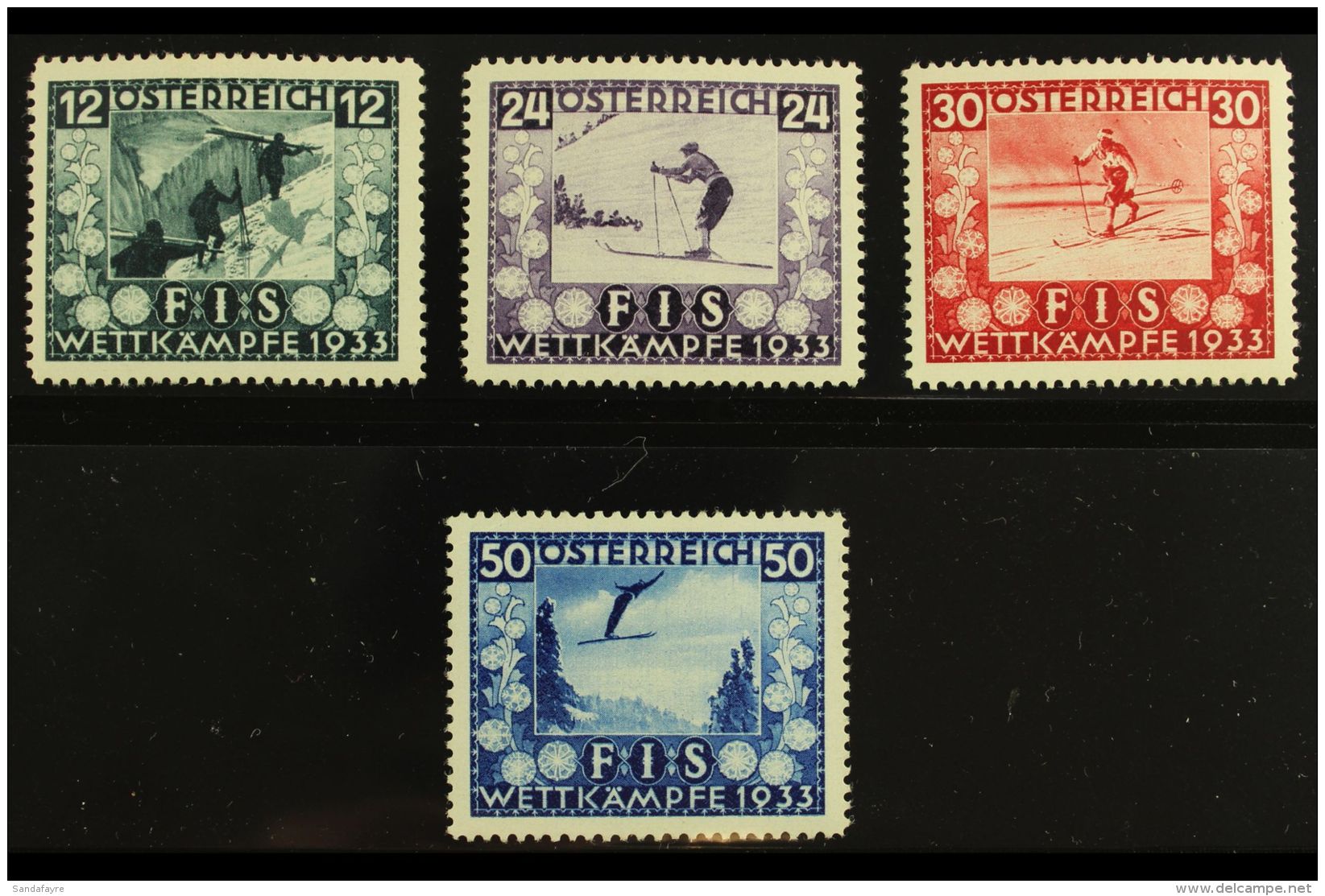 1933 International Ski Championship Fund Complete Set (Michel 551/54, SG 699/702), Very Fine Mint, Very Fresh. (4... - Otros & Sin Clasificación