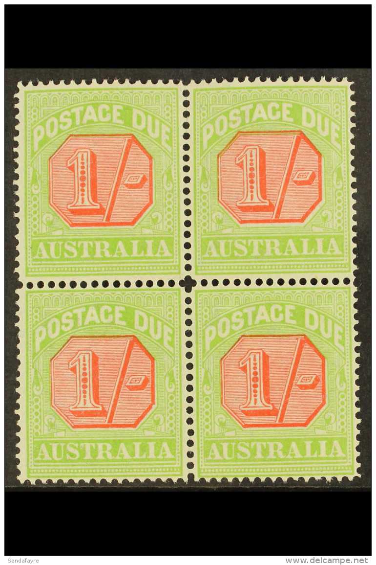 POSTAGE DUES 1912 - 1923 1s Scarlet And Pale Yellow Green, SG D85, Very Fine Mint Block Of 4. For More Images,... - Otros & Sin Clasificación