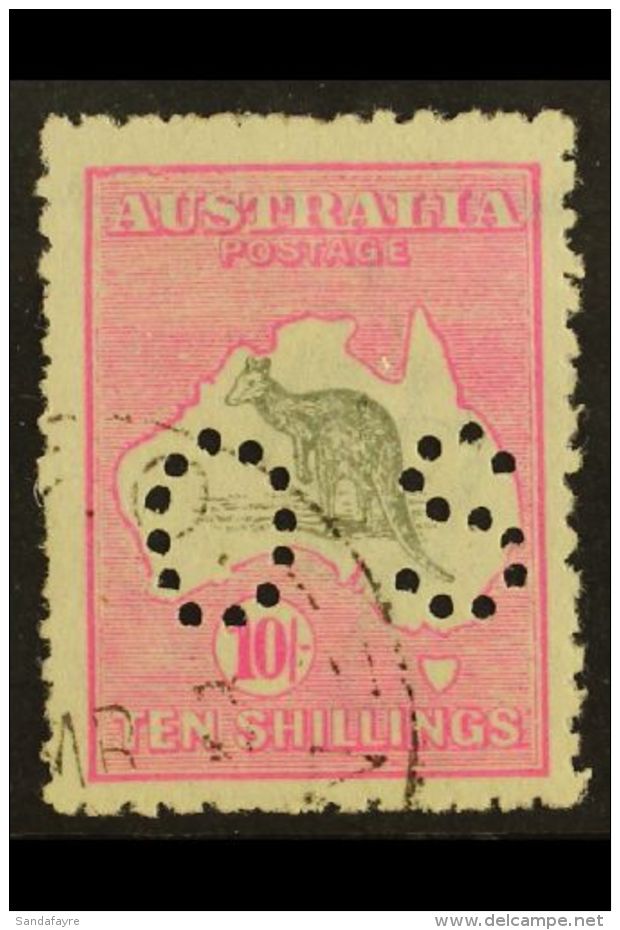OFFICIALS 1915 10s Grey And Pink, Punctured "OS", SG O51, Very Fine Used. For More Images, Please Visit... - Autres & Non Classés
