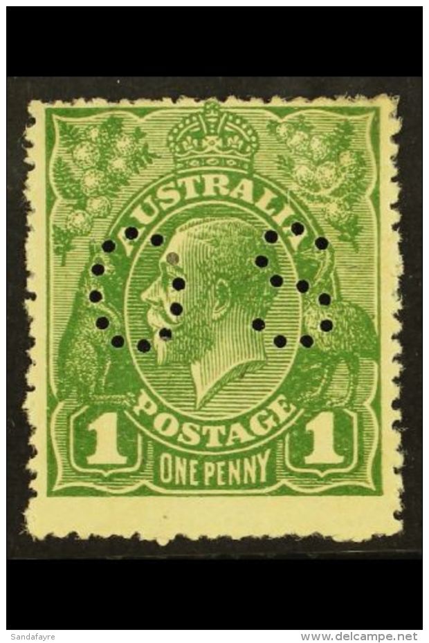 OFFICIALS 1924 1d Sage- Green No Wmk, With WATTLE FLAW Punctured "OS", SG O86var., Mint. For More Images, Please... - Sonstige & Ohne Zuordnung