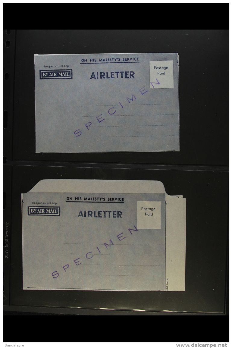 OFFICIAL AEROGRAMME - "SPECIMENS" 1952-60 USED &amp; UNUSED Group That Includes 1952 Air Letter - Blue OHMS Unused... - Otros & Sin Clasificación