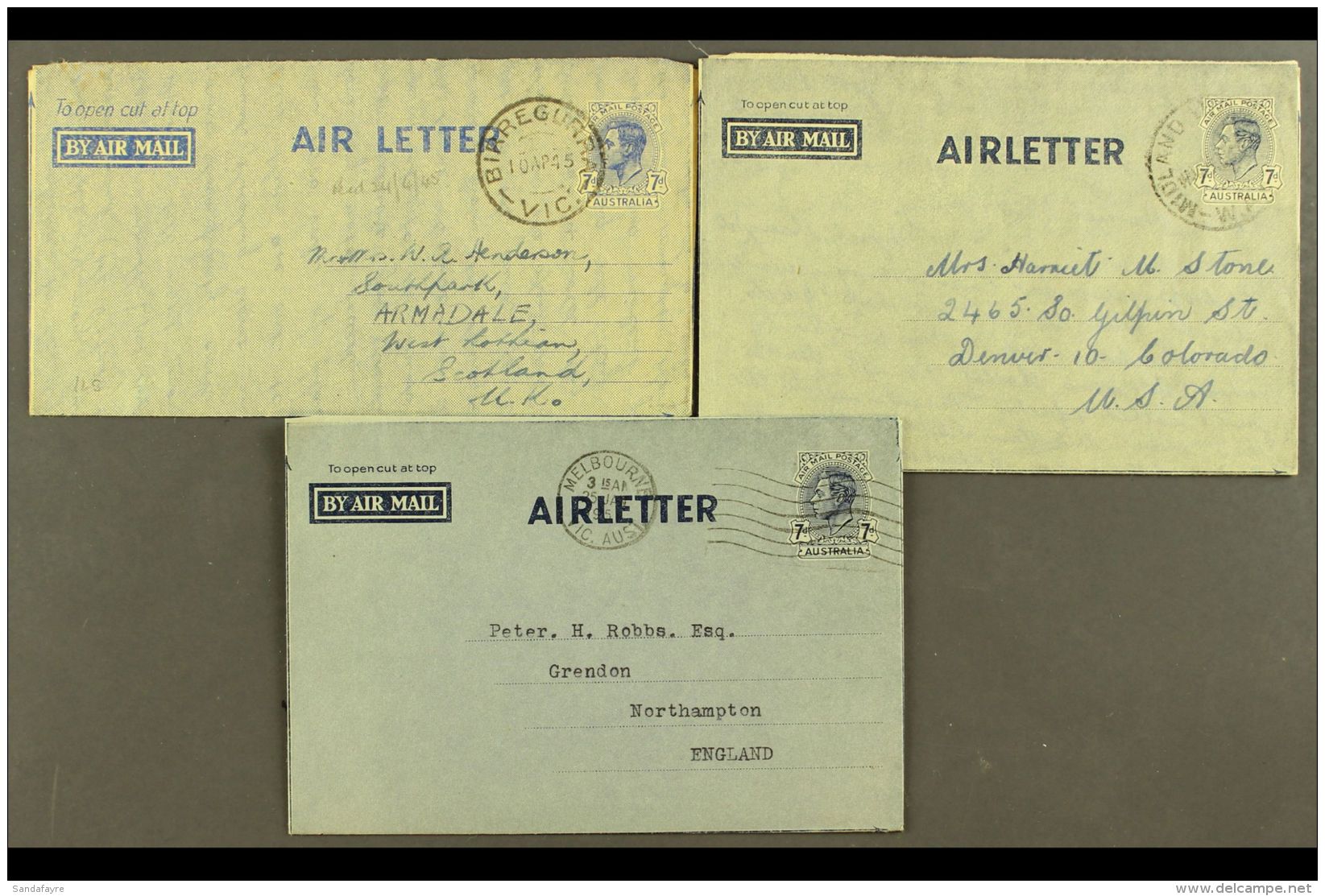 AEROGRAMMES 1944-1954 Used Selection Of All Different Postal Stationery Air Letter Sheets, Inc Scarce 1944 7d... - Otros & Sin Clasificación