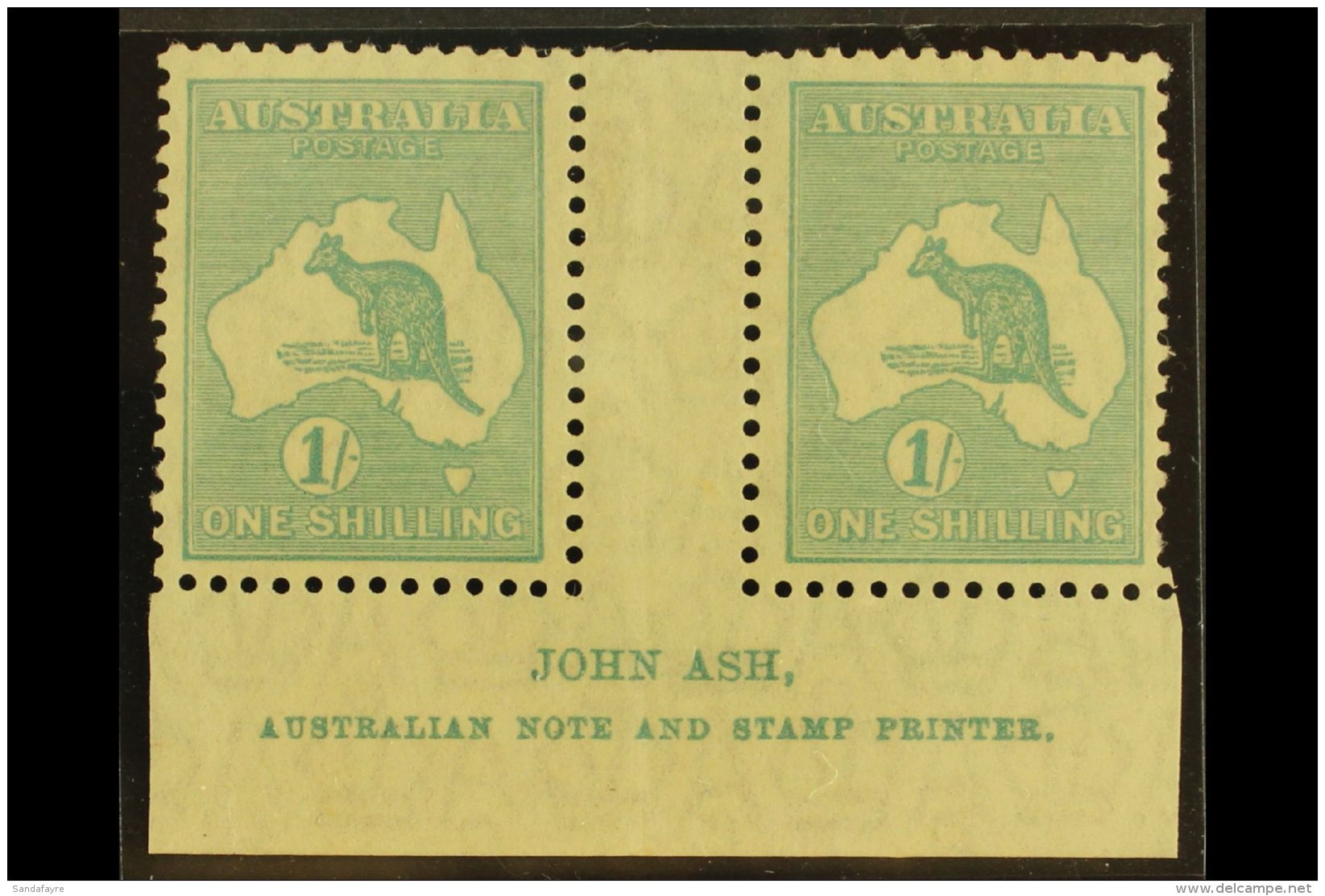 1929-30 Small Multiple Wmk 1s Blue-green Roo (SG 109), Ash Imprint Pair With "N" Over "A", BW 34za, Fine Mint  For... - Autres & Non Classés