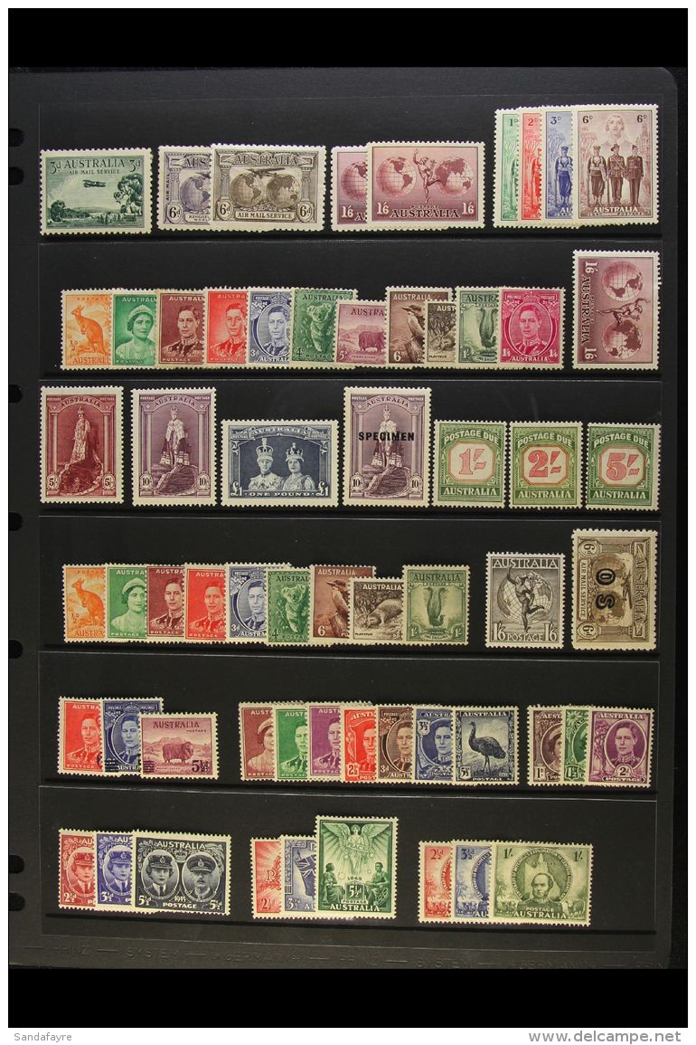 1913-1970 FINE MINT COLLECTION On Stock Pages, Inc 1913-14 6d Kookaburra, 1930 Surchs Set, 1931 Flights Set Inc... - Otros & Sin Clasificación