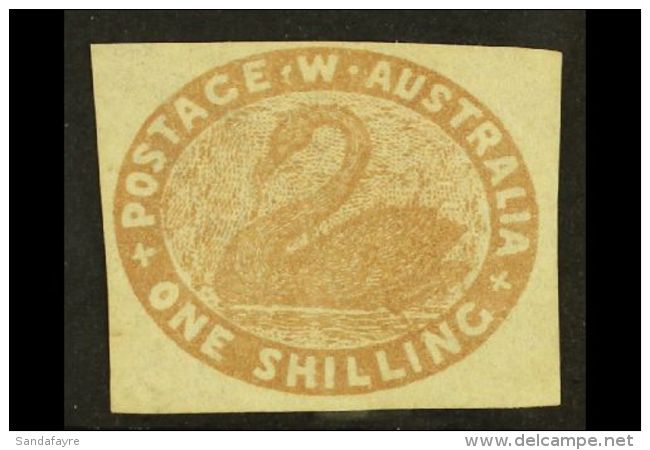 WESTERN AUSTRALIA 1854-55 1s Pale Brown Imperf, SG 4c, Unused No Gum With 4 Margins. Superb. For More Images,... - Sonstige & Ohne Zuordnung