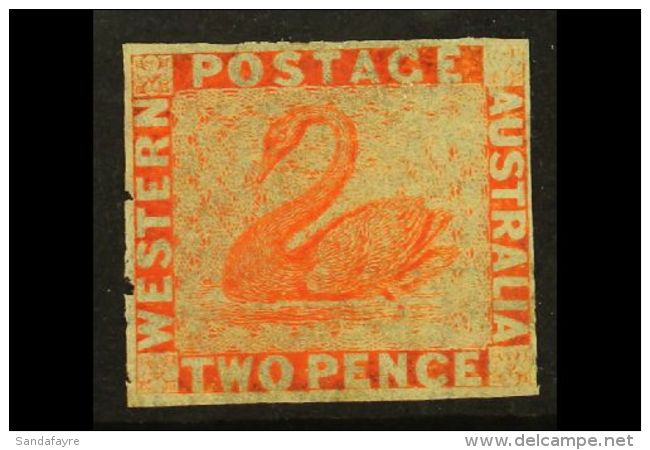 WESTERN AUSTRALIA 1860-64 2d Orange- Vermilion Roulette Perf, SG 30, Unused No Gum With Trace Rouletting At Left... - Sonstige & Ohne Zuordnung