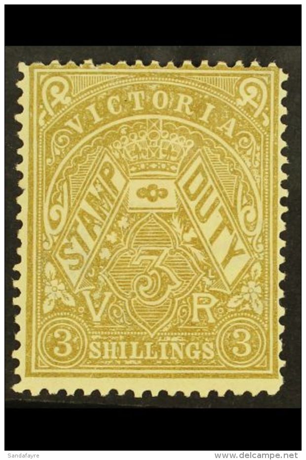 VICTORIA 1884-96 3s Olive- Drab Stamp Duty, SG 268, Mint With Large Paper Hinge Remain But A Fresh Attractive... - Sonstige & Ohne Zuordnung