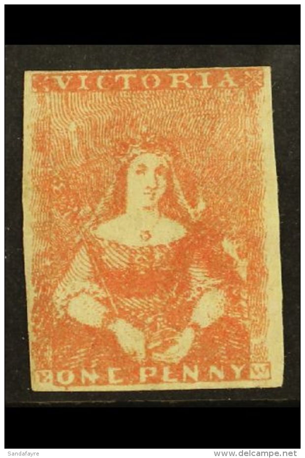 VICTORIA 1854-57 1d Pink 'Half Length', SG 28, Unused No Gum With 4 Clear To Huge Margins. A Beauty, Cat... - Sonstige & Ohne Zuordnung