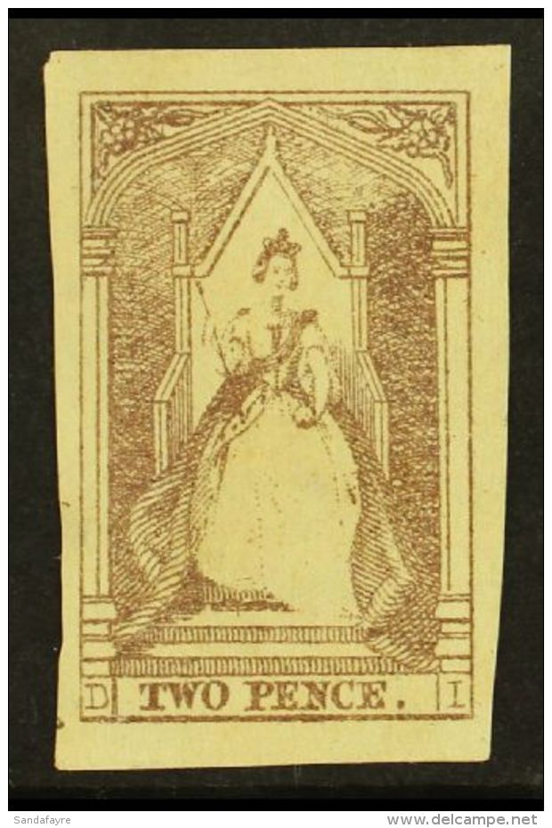 VICTORIA 1855-56 2d Dull Lilac- Mauve Lithographed 'Queen On Throne', SG 38, Unused No Gum With 4 Good Margins.... - Autres & Non Classés