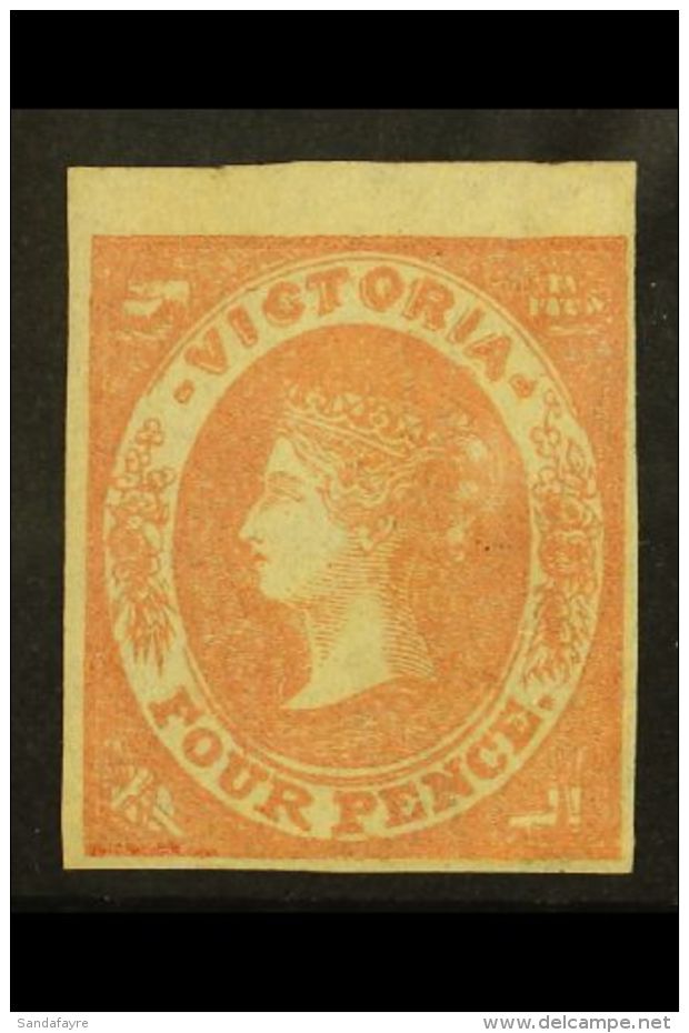 VICTORIA 1857 4d Dull Rose Imperf, Wmk Large Star, SG 44, Lightly Hinged Mint With 4 Good / Huge Margins. For More... - Otros & Sin Clasificación