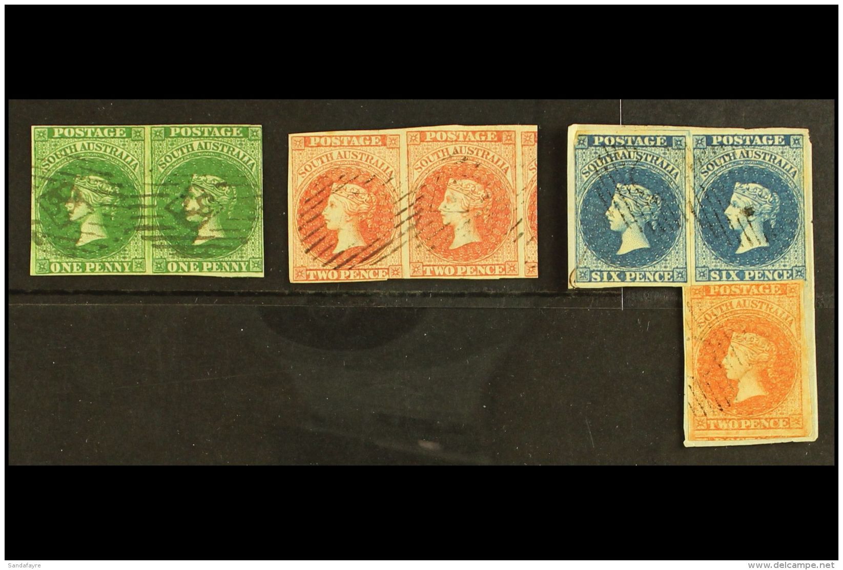 SOUTH AUSTRALIA 1855 1d, 2d And 6d Values, Each As A Horizontal PAIR (SG 1/3) All Fine Lightly Used With Fresh... - Sonstige & Ohne Zuordnung