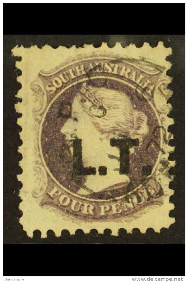 SOUTH AUSTRALIA DEPARTMENTALS "L..T." (Land Titles) 1871 4d Dull Purple, Perf 10, SG 95, Ovptd "L.T.", Very Fine... - Autres & Non Classés