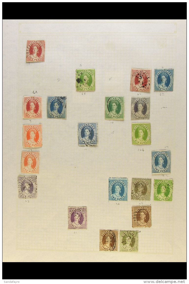 QUEENSLAND 1860 TO 1907 OLDE TYME COLLECTION With Many Better Stamps Both Mint And Used (used Unless Otherwise... - Otros & Sin Clasificación