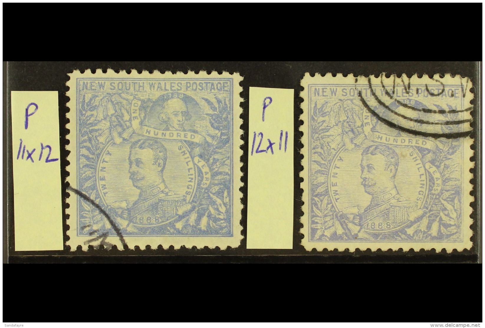 NEW SOUTH WALES 1890 20s Perf 11x12 And 20s Perf 12x11, Different Shades, SG 264cb, Fine Used, Fresh. (2 Stamps)... - Sonstige & Ohne Zuordnung