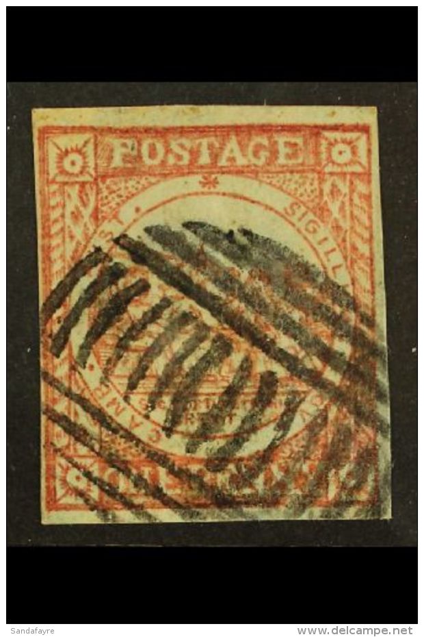 NEW SOUTH WALES 1850 (Jan) 1d Pale Red On Hard Bluish Paper, SG 5, Fine Used With 4 Margins. For More Images,... - Otros & Sin Clasificación