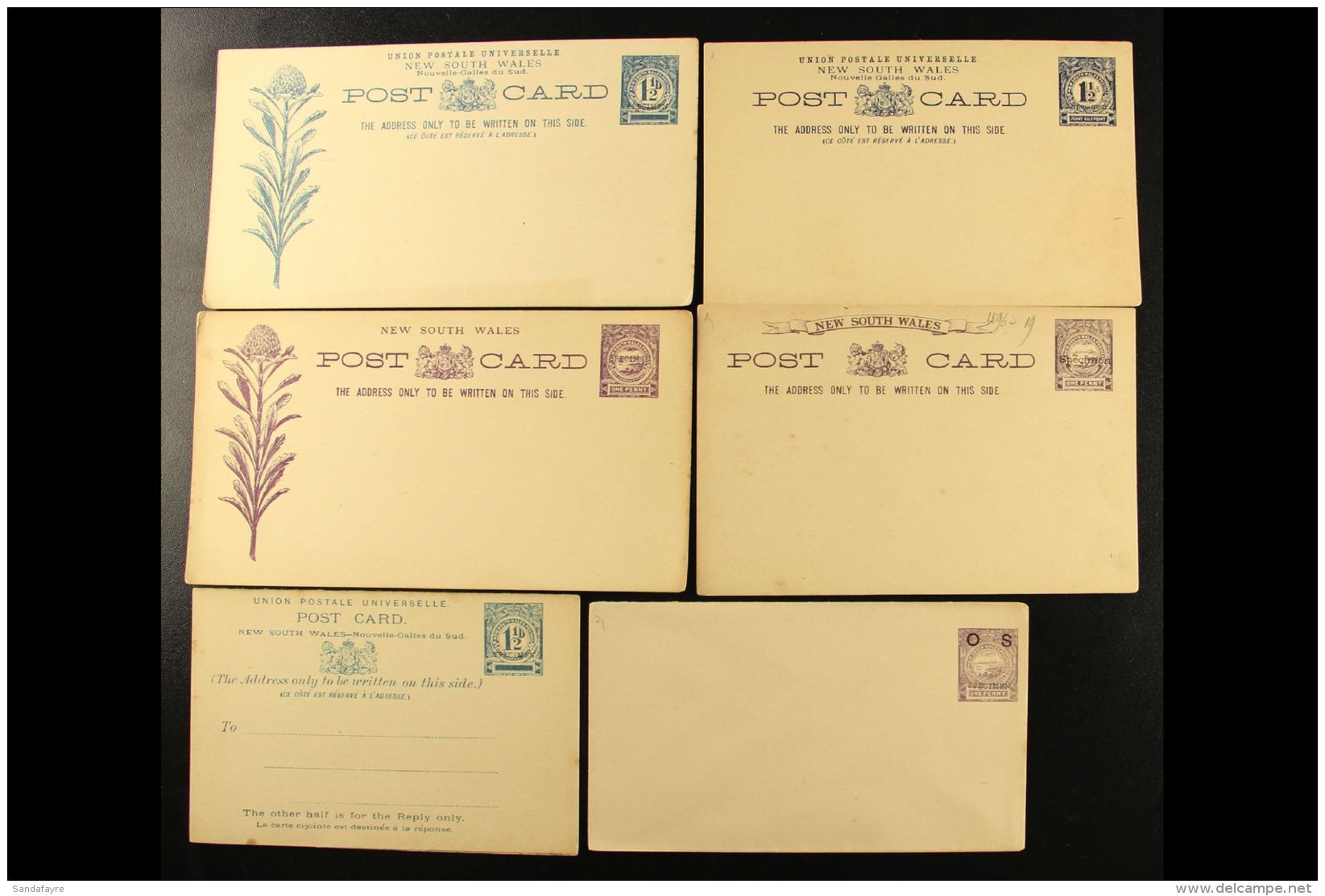 NEW SOUTH WALES POSTAL STATIONERY WITH "SPECIMEN" OVERPRINTS 1877-96 All Different Unused Group, Includes 1877 1d... - Otros & Sin Clasificación