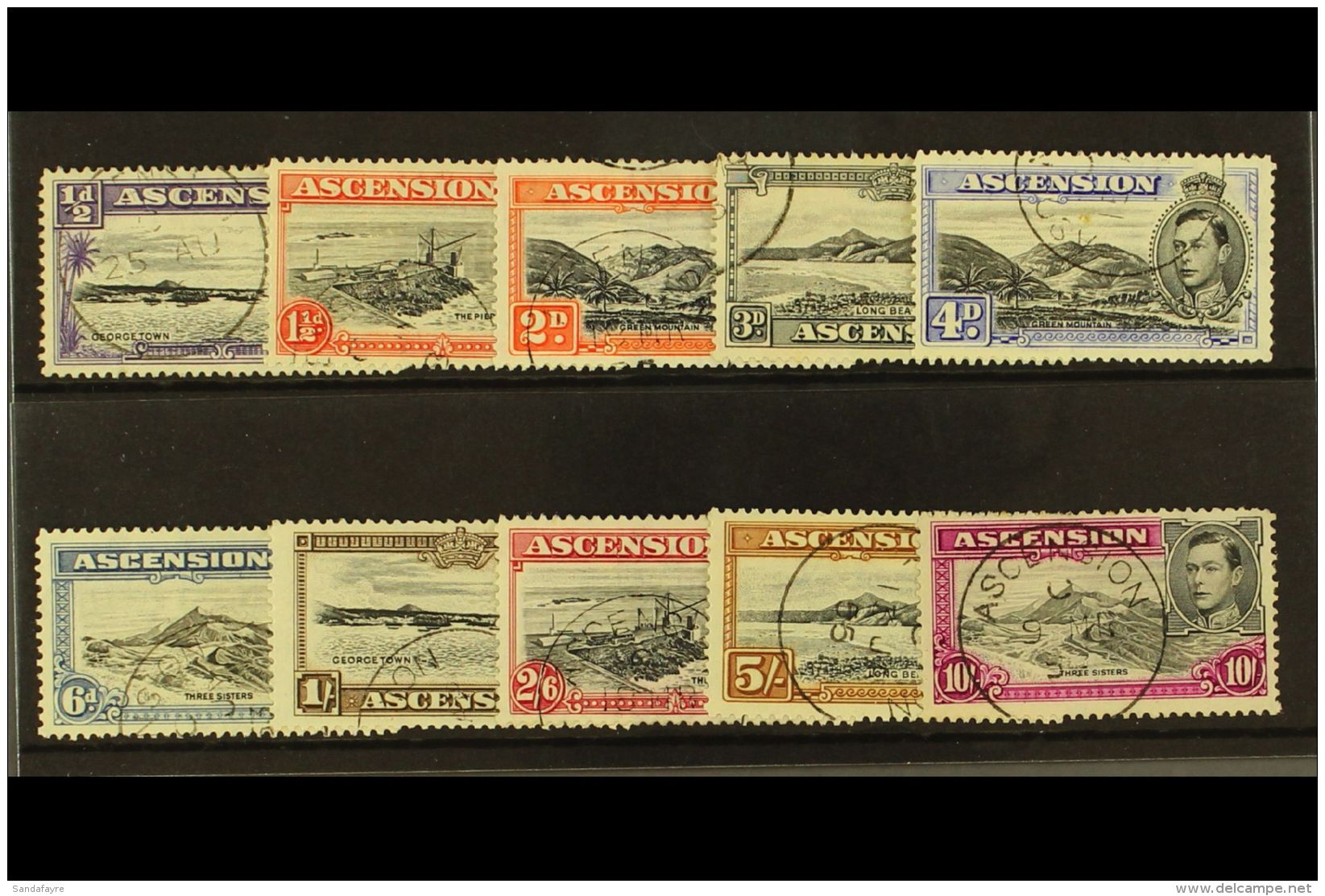 1944 Perf 13 Range Of Fine Cds Used Values To 2s6d, 5s And 10s. (10 Stamps) For More Images, Please Visit... - Ascensión
