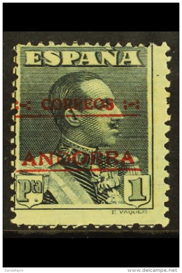 SPANISH 1928 1peseta Greenish Black Perf 14, Mi 10C, Mint For More Images, Please Visit... - Otros & Sin Clasificación