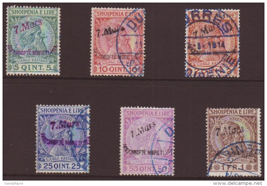 1914 "7 Mars" Arrival Of Prince Wilhelm At Durres, Set Complete, Michel 35/40, Very Fine Used (6 Stamps) For More... - Albanien