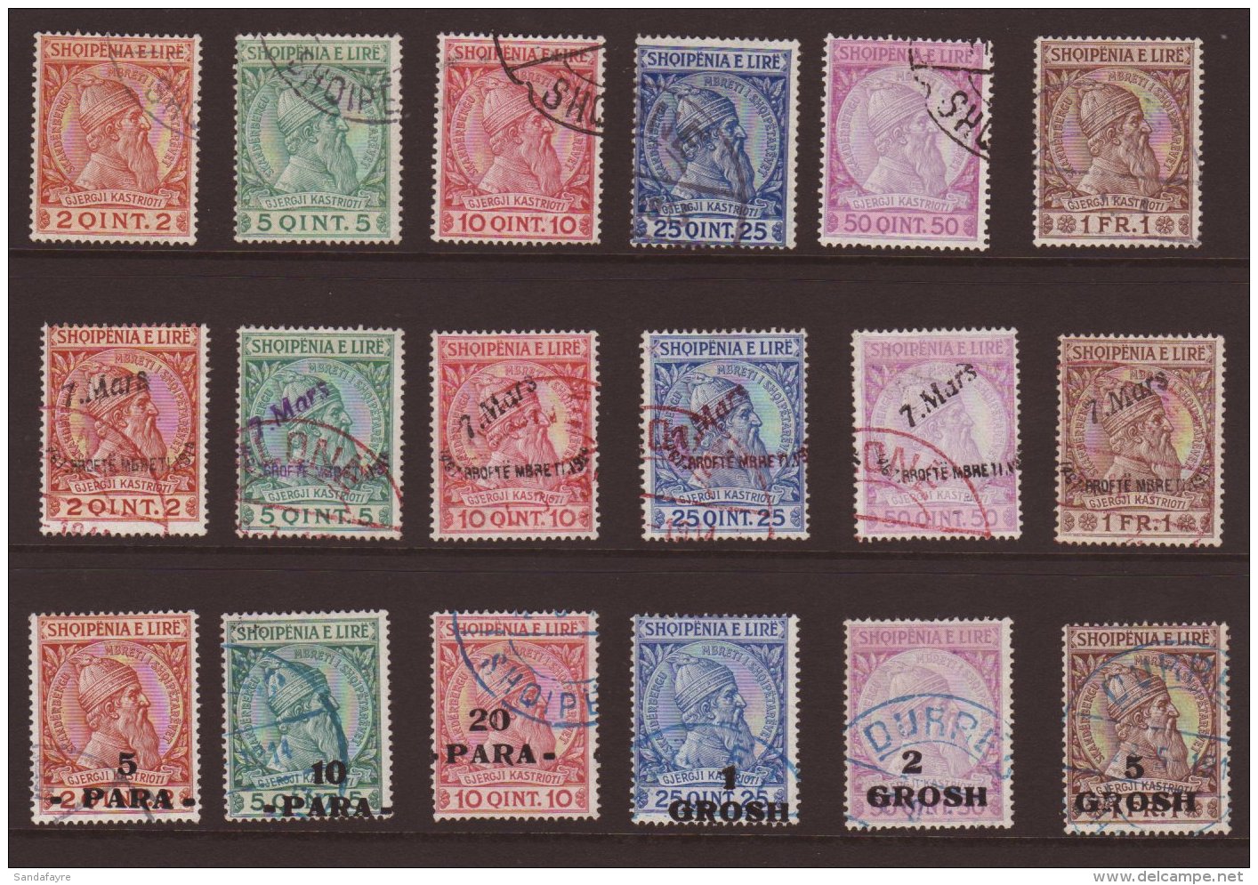 1913 - 1914 SKANDERBEG ISSUES Fine Used Selection Comprising 1913 Set, 1914 "7 Mars" Ovpt Set, 1914 Surcharge Set,... - Albania