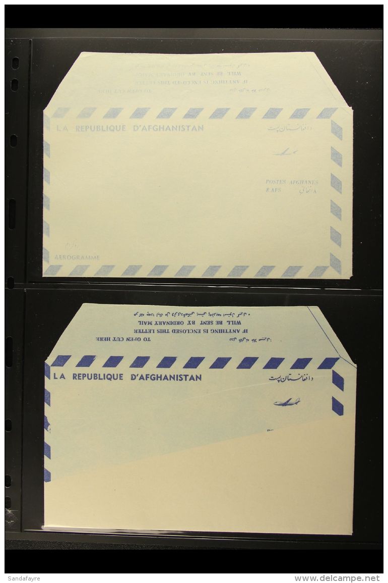 AEROGRAMMES 1973 8a Deep Blue &amp; White On Pale Blue, Two Examples With DRAMATIC PRINTING ERRORS, Very Fine... - Afganistán