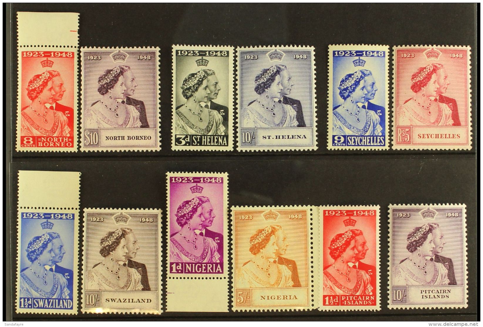 1948-49 ROYAL SILVER WEDDING Never Hinged Mint Sets From Nigeria, North Borneo, Pitcairn Islands, St Helena,... - Non Classés