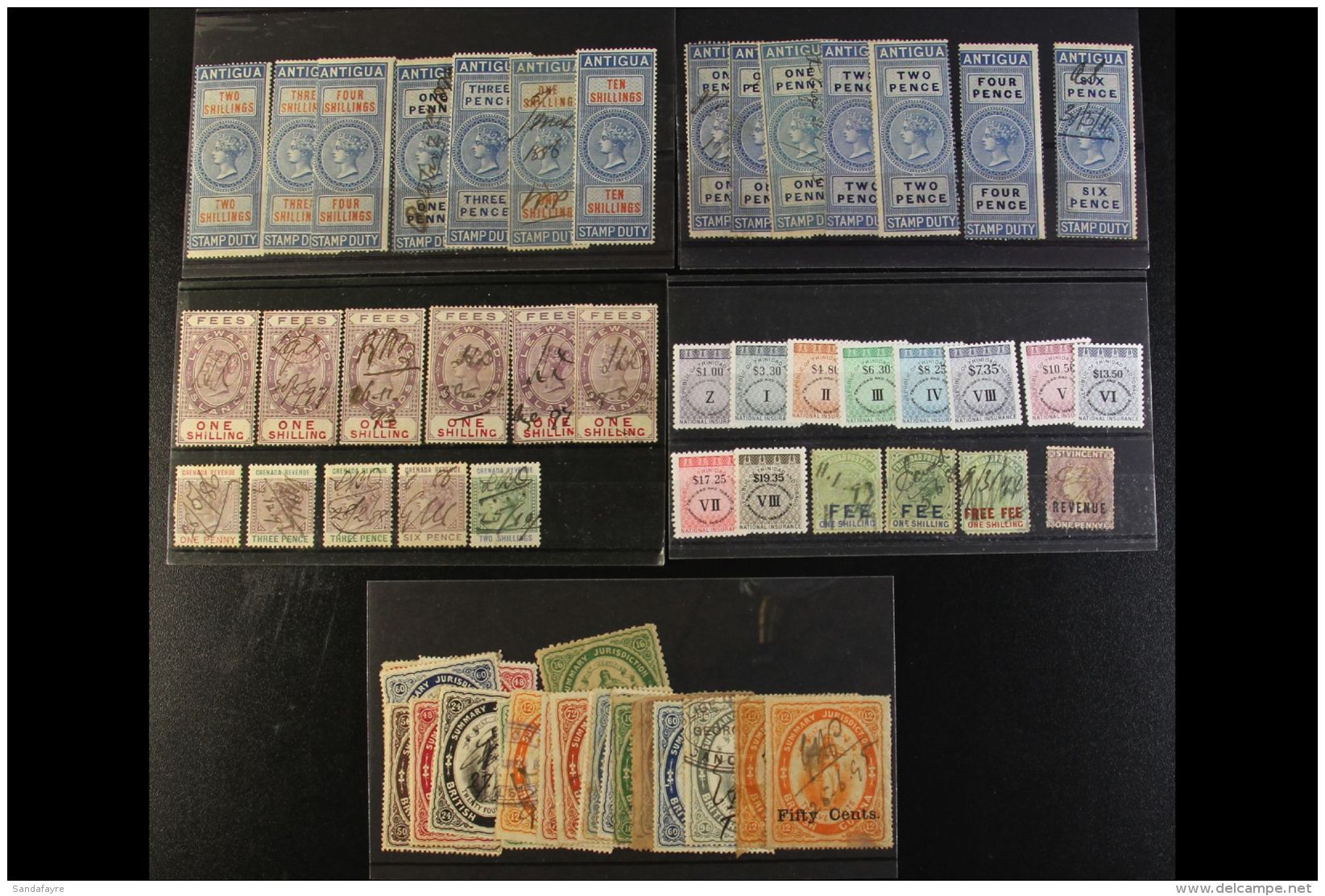 REVENUE STAMPS - BRITISH WEST INDIES/CARIBBEAN Substantial Accumulation On Stockcards, Dealer's Display Sheets,... - Autres & Non Classés