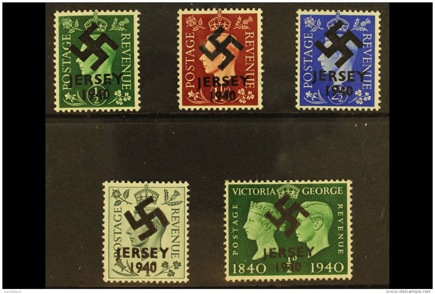 JERSEY GERMAN OCCUPATION 1940 &frac12;d, 1&frac12;d, 2&frac12;, And 4d KGVI Defins Plus &frac12;d Stamp Centenary... - Autres & Non Classés