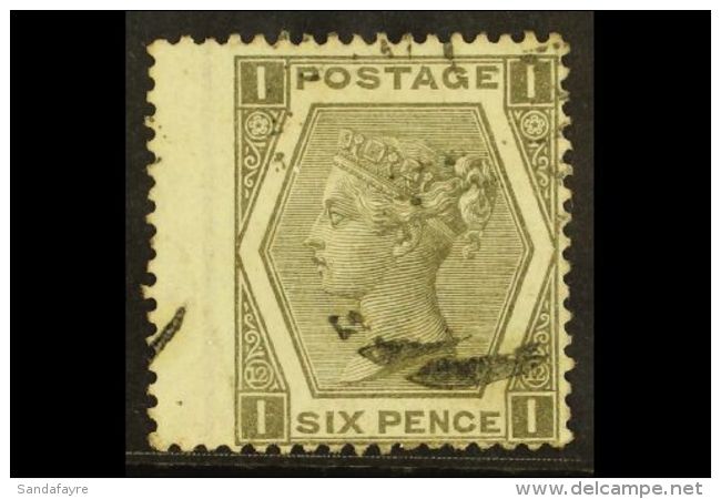 1872-73 6d Grey (plate 12), Wmk Spray, SG 125, Very Lightly Used Wing Margin Example With Cancel Leaving The... - Sonstige & Ohne Zuordnung