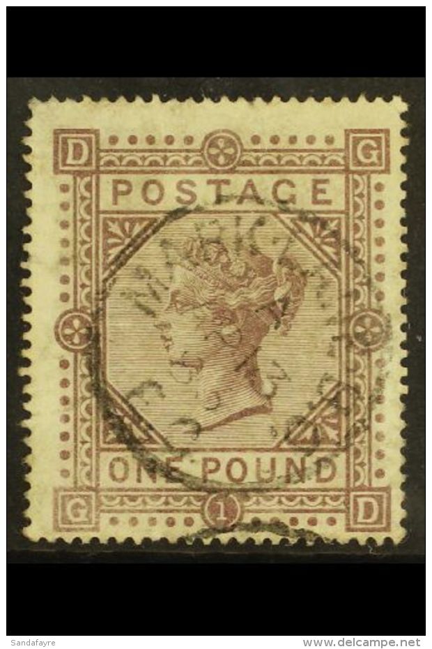 1867-83 &pound;1 Brown- Lilac Wmk Maltese Cross, SG 129, Very Fine Used With Fully- Dated 'Mark Lane' Single- Ring... - Sonstige & Ohne Zuordnung