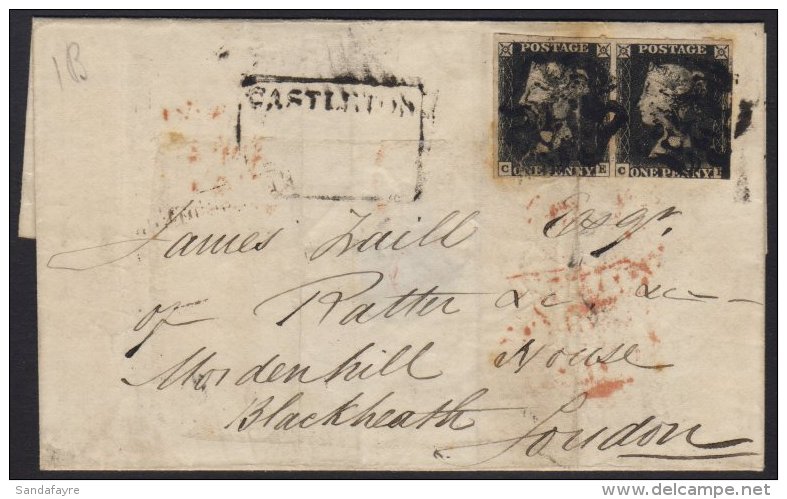 1841 LONG DISTANCE COVER (8th May) Thurso To London Bearing Horizontal Pair Of 1d Blacks Plate 1b (CE-CF) Tied By... - Sin Clasificación