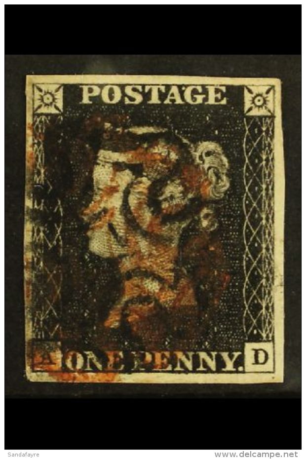 1840 1d Black 'AD' Plate VII With Nice Clear Strikes Of Both RED AND BLACK MALTESE CROSS CANCELLATIONS, SG Spec... - Sin Clasificación