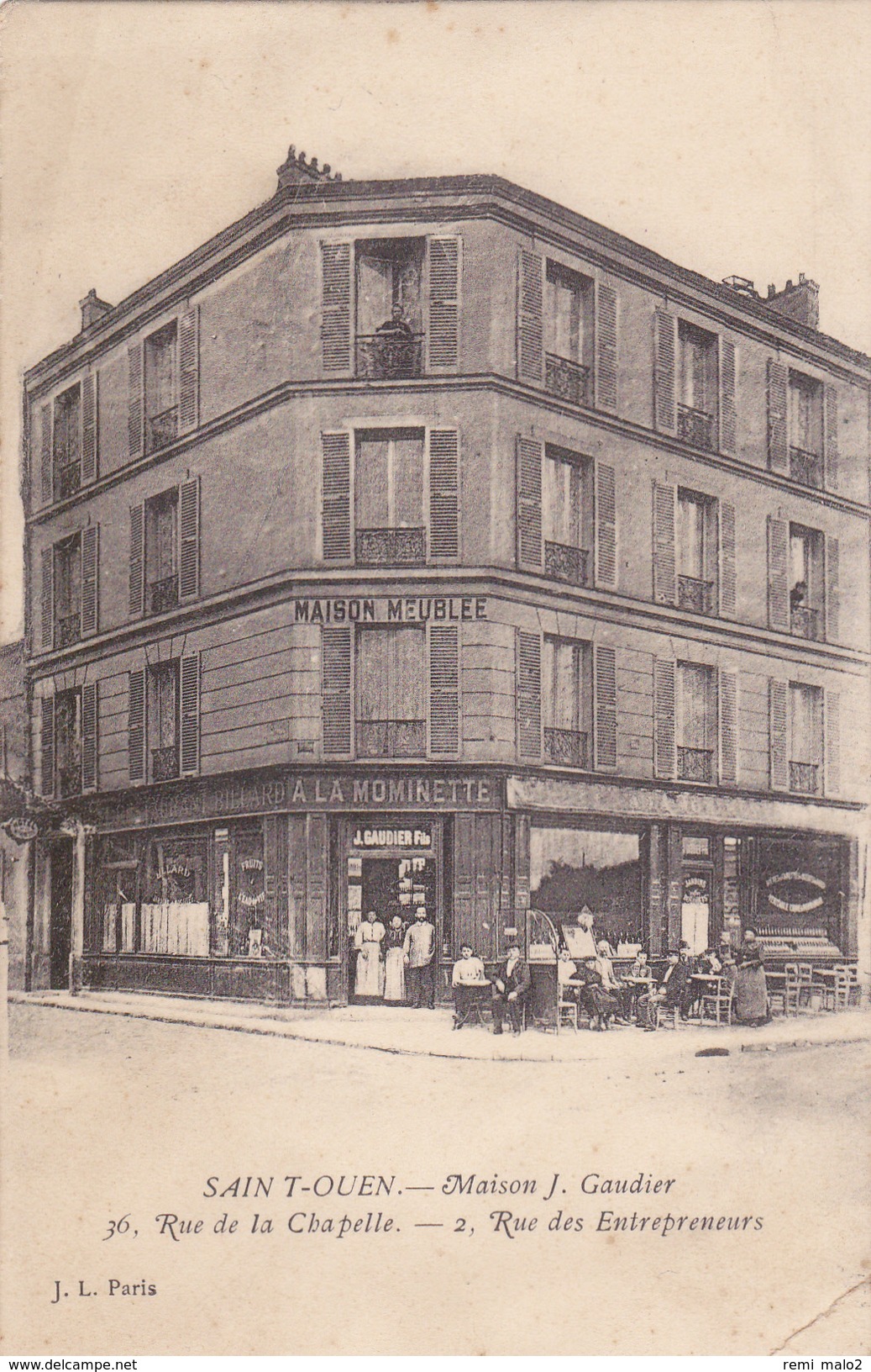 CARTE POSTALE   SAINT OUEN 93  Maison J.Gaudier.36 Rue De La Chapelle.2 Rue Des Entrepreneurs (pliure Coin Infér. Droit) - Saint Ouen