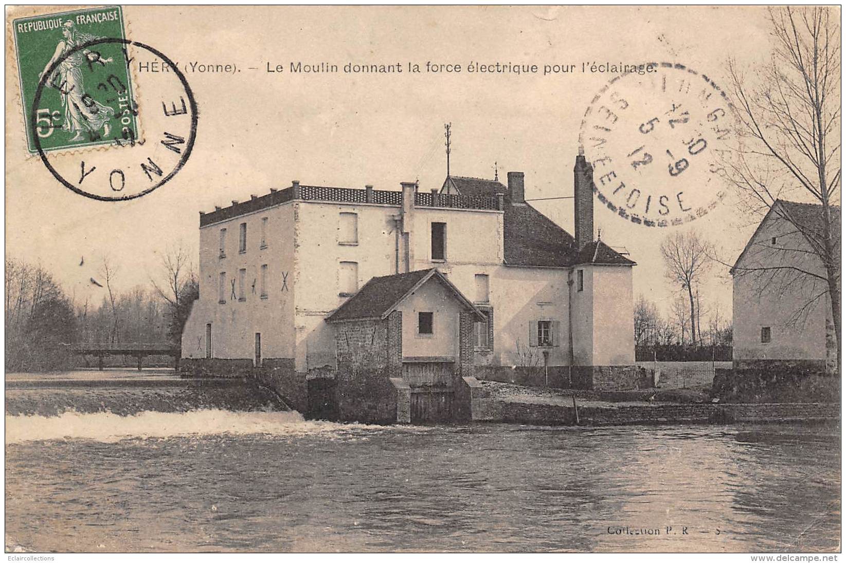 Héry        89       Moulin A  Eau Donnant La Force électrique Pour L'éclairage     (voir Scan) - Hery