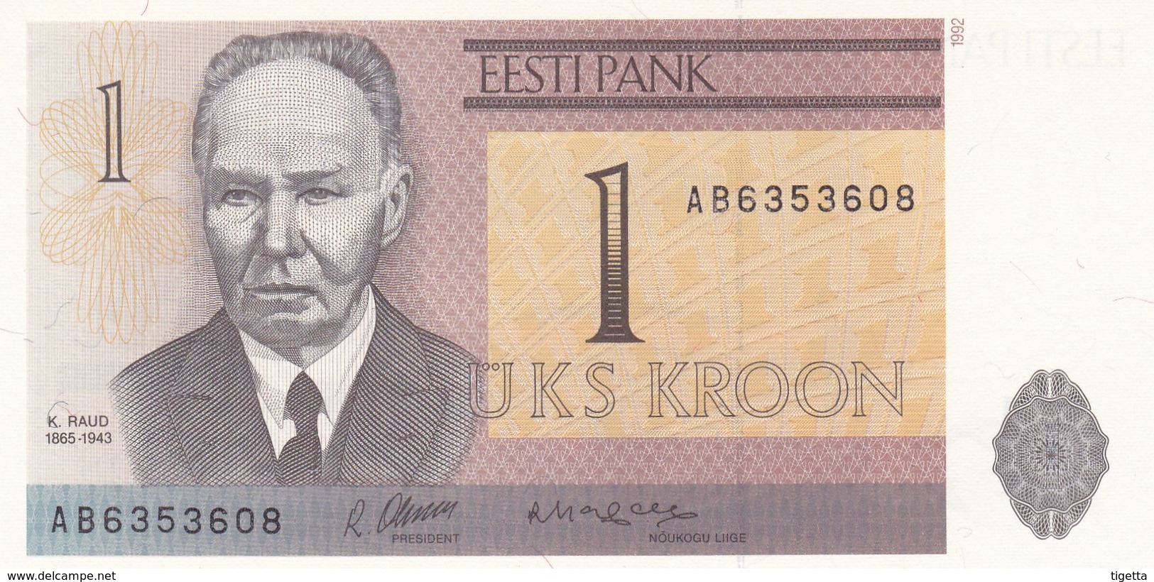 ESTONIA  1 KROON  1992   FDS - Estland