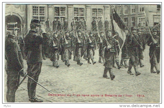 Militaria. Armée Belge. Décoration Du 7è De Ligne Après La Bataille De L'Yser. Roi Albert 1er. - Oorlog 1914-18