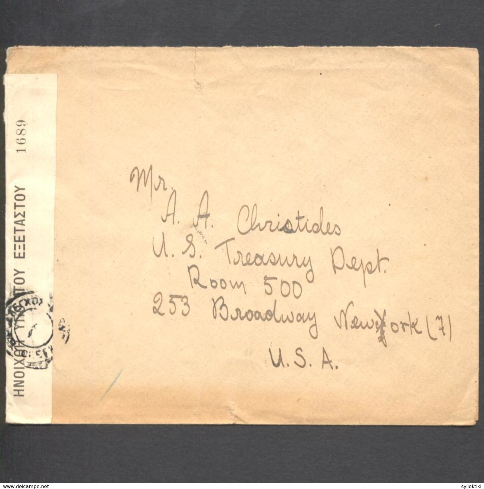 GREECE 1935 CENSORED MAILED COVER TO USA - Lettres & Documents